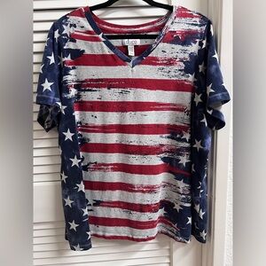 Denim &CO, Red White and Blue Graphic T-Shirt short sleeve 2X American Flag